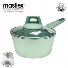 Masflex by Winland 18cm Pistachio Forged Saucepan with Tempered Glass Lid MK-2405