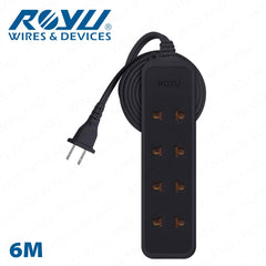 Royu by Winland 4 Universal Outlet + 1 Flat Pin Extension Cord (3M | 6M | 9M Extension) REDEC115
