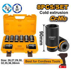 Ingco by Winland 8PCS 3/4inches Dr. Deep Impact Socket Set HKISSD34082L ING-HT