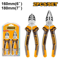 Ingco by Winland 2PCS 6inches & 7inches Combination and Diagonal Cutting Pliers Set HKPS08216 ING-HT