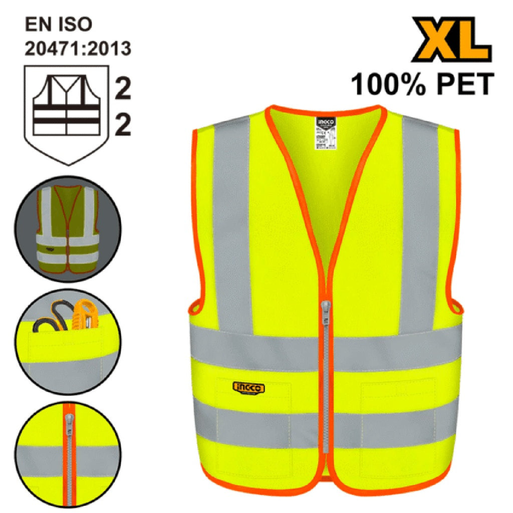 Ingco by Winland Reflection Safety Vest with Common Reflective Strip Flourescent (XL) RV83XL ING-HT