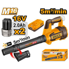 Ingco by Winland 16V/M16 Lithium-Ion Cordless Blower with 2pcs 2.0Ah Battery Pack CABLI168082 ING-CT