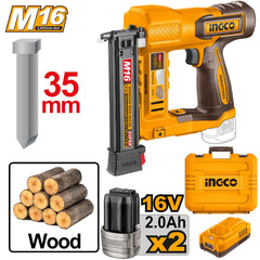 Ingco by Winland P20S/20V Lithium-Ion Cordless Brad Nailer (35mm/F15~F35) CBNLI2038 ING-CT