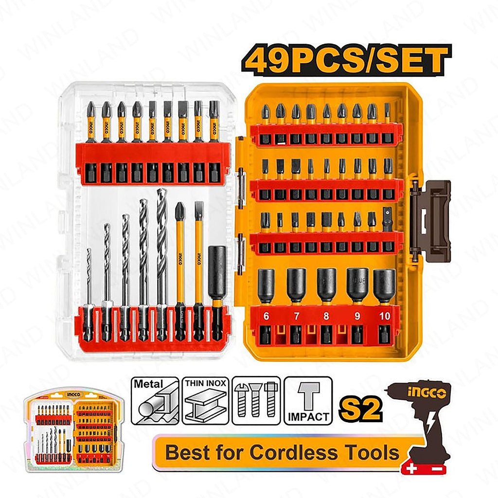 Ingco by Winland Industrial 49PCS/Set S2 Steel Impact Screwdriver Bits Set AKDL24906 ING-HT
