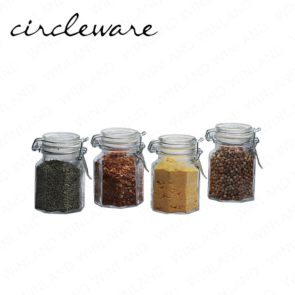Circleware by Masflex Set of 4 Pieces 4oz | 118ml Mini Optic Hermetic Airtight Spice Jar GF-67182