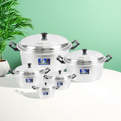 Grand Eagle by Winland Aluminum Caserole Set-5PCS (18,22,26,30,34) Sauce Pot Double Handle w/ Cover