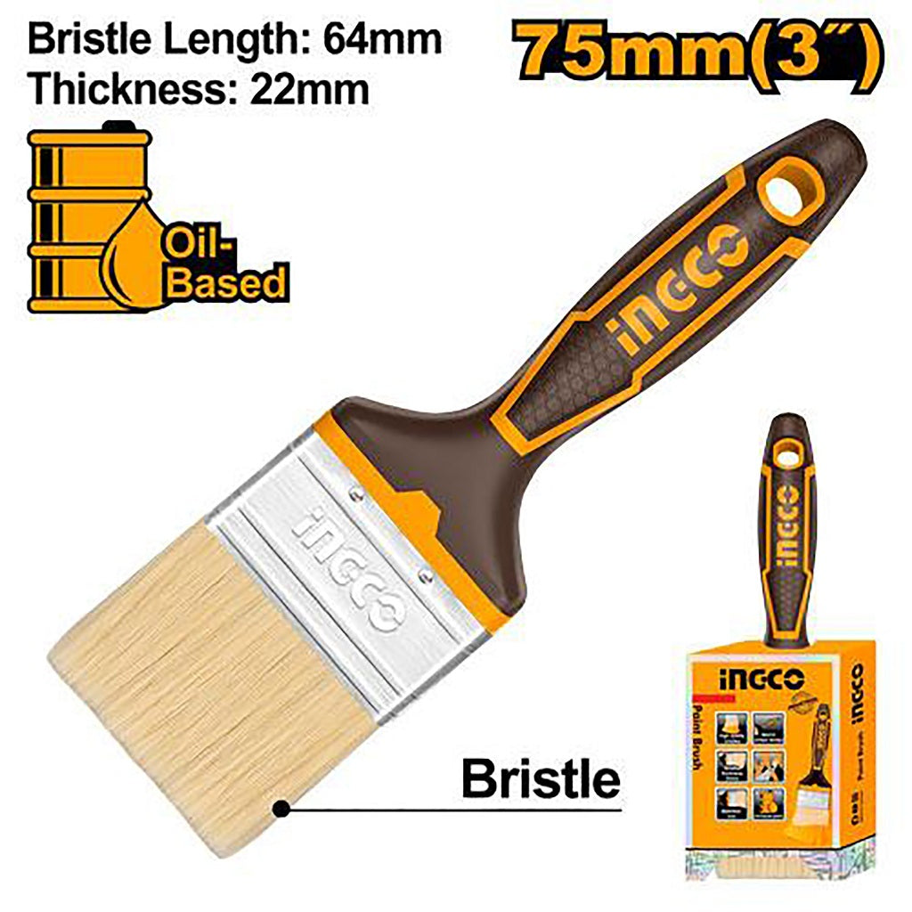 Ingco by Winland High Quality Bristles Paint Brush For Oil-Based Paint (1inch-3inch) ING-HT