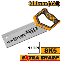 Ingco by Winland 12inches Extra Sharp Back Saw 11TPI w/ Teeth Protector 300mm HMBSB3006 ING-HT