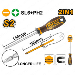 Ingco by Winland 2-IN-1 Screwdriver Set with 1pc x Interchangeable Handle AKISD26150 ING-HT