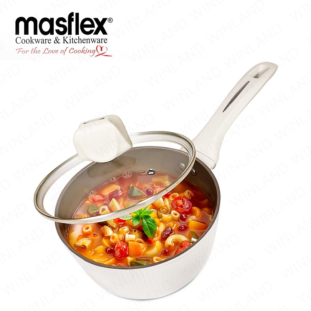 Masflex by Winland Vanilla Series Induction Non-Stick Saucepan with Glass Lid 18cm SN-180