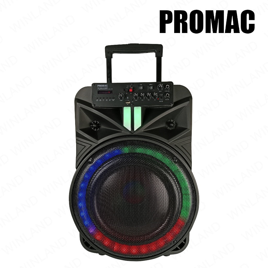 Promac by Winland 15in Portable Bluetooth Speaker w/ Trolley and 1 Wireless Mic 280W PORTASOUND-1584