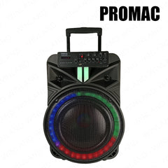 Promac by Winland 15in Portable Bluetooth Speaker w/ Trolley and 1 Wireless Mic 280W PORTASOUND-1584
