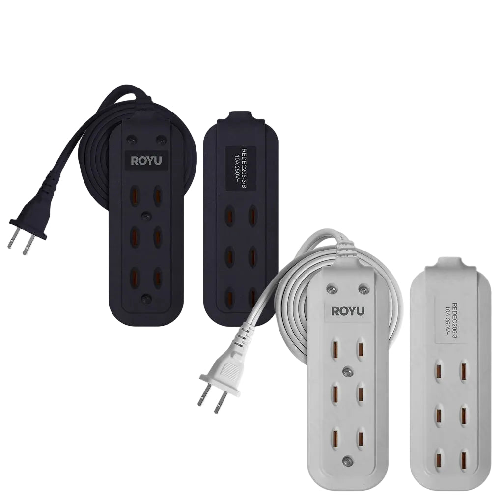 Royu by Winland 3 + 3 Gang Flat Pin Extension Cord (6M | 9M Extension Cord 250V/10A) REDEC206