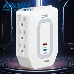 Royu by Winland 6-Gang Wall Adapter With Fast Charging 2 USB Ports 10A/250V RWA103