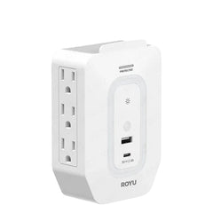 Royu by Winland 6-Gang Wall Adapter with Night Light and USB Ports RWA102