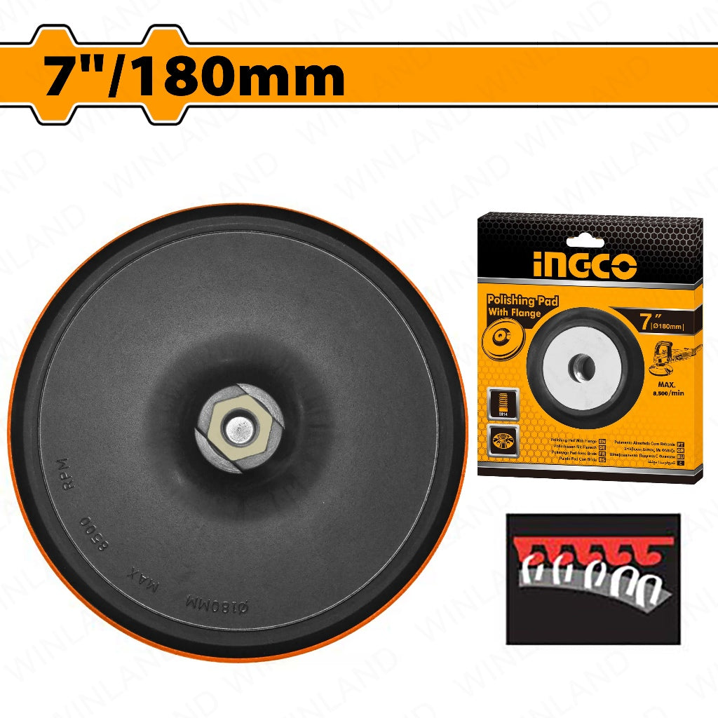 Ingco by Winland 7inches | ∅180mm Polishing Pad with Flange for Angle Polisher APP0111801 ING-HT