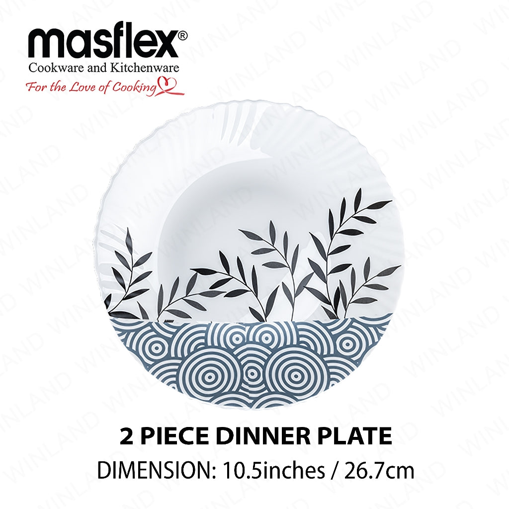 Masflex by Winland Set of 8PCS Azure, Ornate, Lavender Tempered Glass/Microwave Safe Dinnerware Set