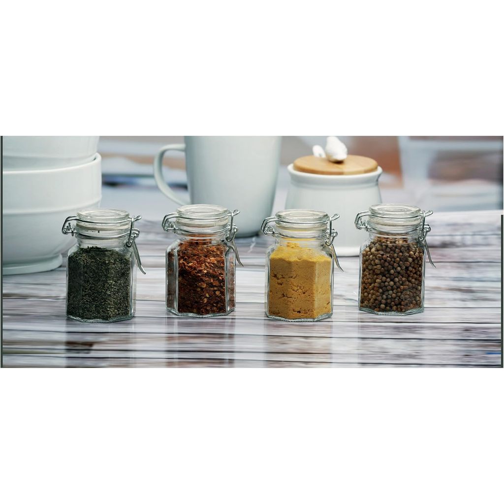 Circleware by Masflex Set of 4 Pieces 4oz | 118ml Mini Optic Hermetic Airtight Spice Jar GF-67182