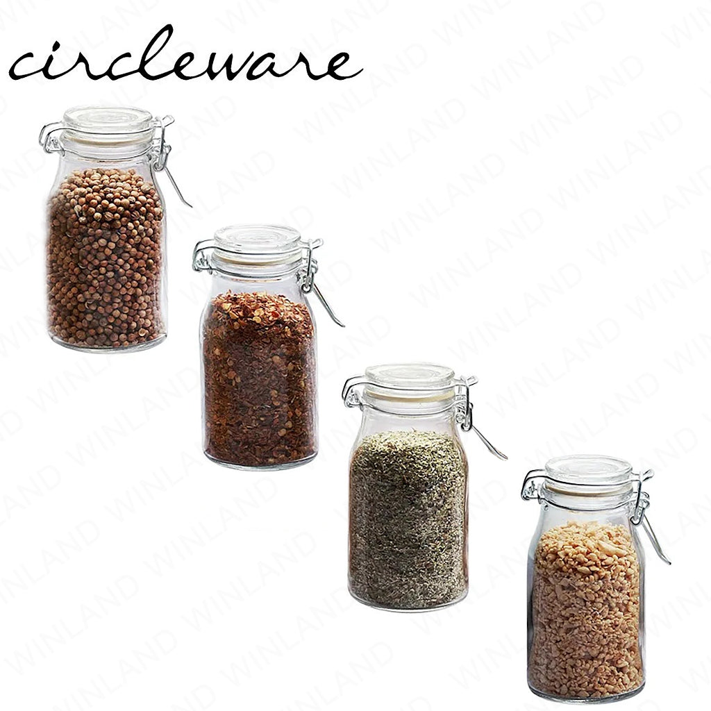Circleware by Masflex Set of 4 Pieces 6.25oz | 183ml Mini Airtight Round Spice Jar GF-67191