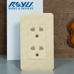 Royu by Winland Classic Duplex Universal Outlet with Ground and Shutter Set WH913
