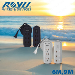 Royu by Winland 3 + 3 Gang Flat Pin Extension Cord (6M | 9M Extension Cord 250V/10A) REDEC206