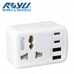 Royu by Winland International + Flat Adapter with USB (2A+1C & 1 Fast C) REDPL128