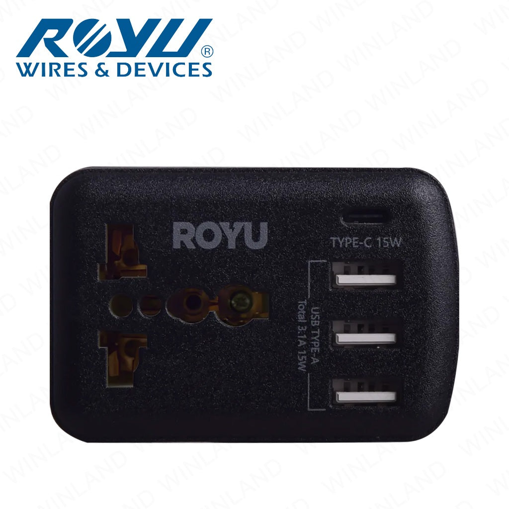 Royu by Winland Universal Adapter (International Outlet + 4 USB Ports) 10A/250V REDPL127