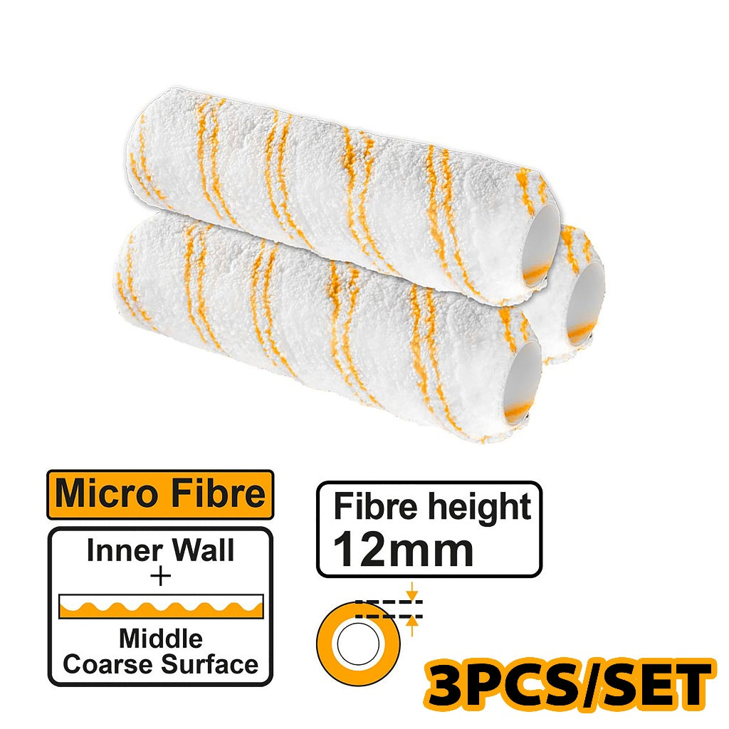Ingco by Winland 3PCS/Set Roller Paint Cover Inner Wall Micro Fiber Spare Roller HRC56091203 ING-HT