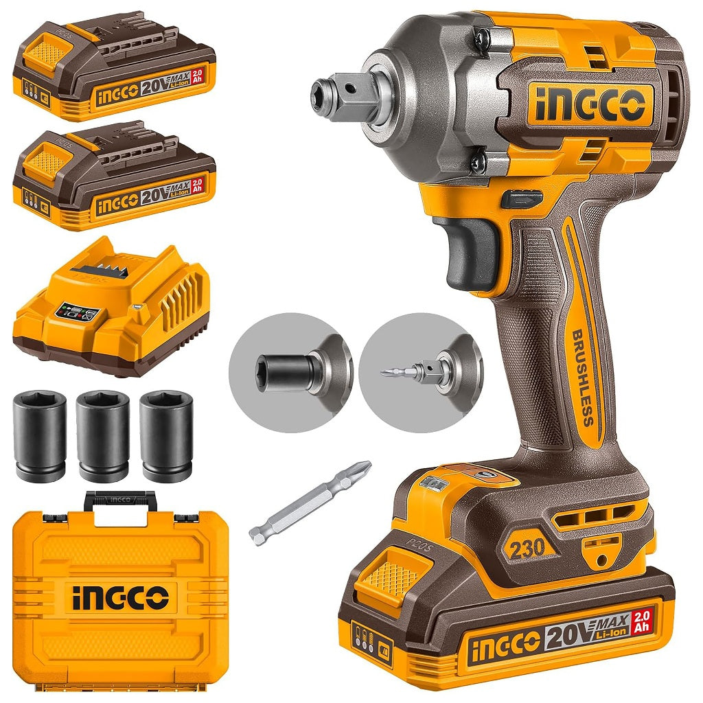 Ingco by Winland P20S/20V 2-in-1 Brushless Lithium-Ion Cordless Wrench and Impact Driver CIWLI20236