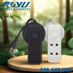 Royu by Winland 2+1 Gang 3M, 6M, 9M Extension Cord w/ Push Button Switch & Light Indicator REDEC133