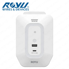 Royu by Winland 6-Gang Wall Adapter with Night Light and USB Ports RWA102