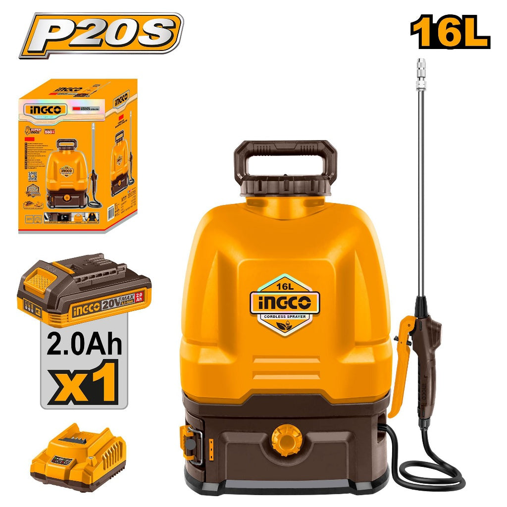 Ingco by Winland P20S/20V 16L Lithium-Ion Knapsack Garden Disinfectant Backpack Sprayer CSPLI2016