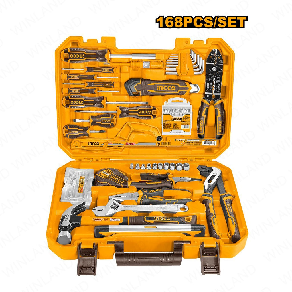 Ingco by Winland 168pcs Household Tools Set Pliers Wrench Tape Measure Test Pencil HKTHP21681 ING-HT