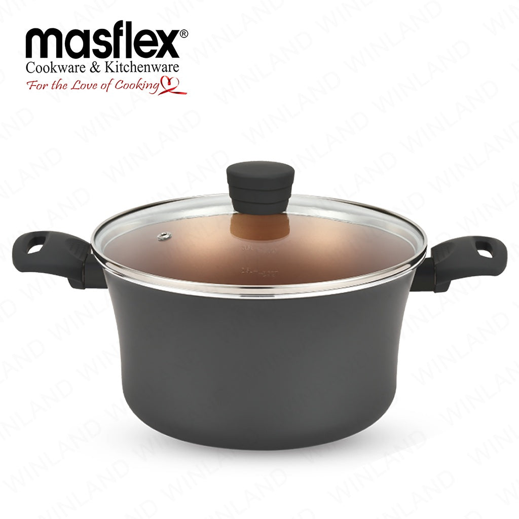 Masflex by Winland Prestige Series Induction Non-Stick Forged Casserole with Glass Lid 24cm MK-24CS