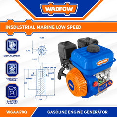 Wadfow by Winland 7.0HP 4-stroke Industrial Marine Low Speed Gasoline Engine Generator WGNAA170Q