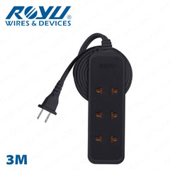 Royu by Winland 3 Universal Outlet + 1 Flat Pin Extension Cord (3M | 6M | 9M Extension) REDEC114