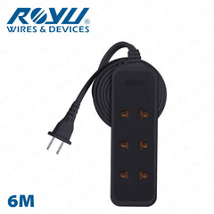 Royu by Winland 3 Universal Outlet + 1 Flat Pin Extension Cord (3M | 6M | 9M Extension) REDEC114