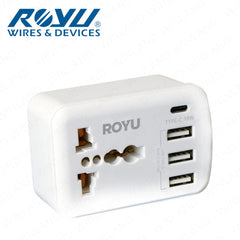 Royu by Winland Universal Adapter (International Outlet + 4 USB Ports) 10A/250V REDPL127