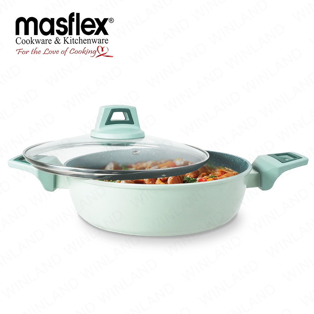 Masflex by Winland Pistachio Series Induction Non-Stick Forged Shallow Pot w/ Glass Lid 28cm MK-2410