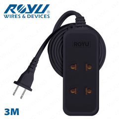 Royu by Winland 2 Universal Outlet + 1 Flat Pin Extension Cord (3M | 6M | 9M Extension) REDEC113