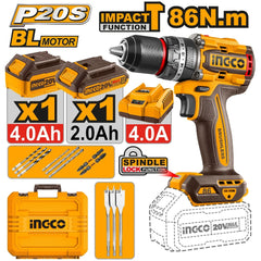 Ingco by Winland P20S/20V Lithium-Ion Brushless Cordless Impact Drill 86NM CIDLI20868 ING-CT
