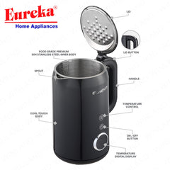 Eureka by Winland 1.7L Smart Digital Electric Kettle with 2-hour Memory Function 2000W EKR-1.7L SD