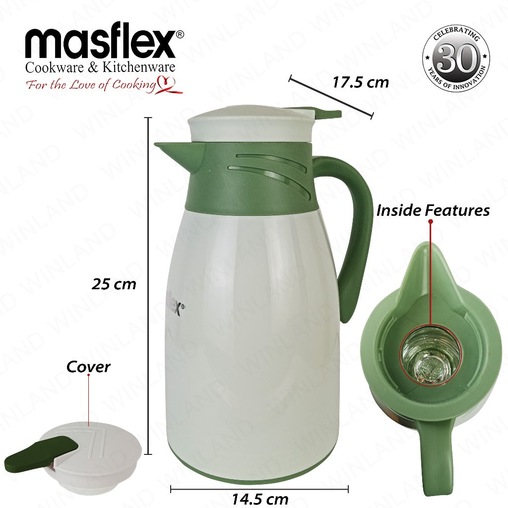 Masflex by Winland 1.0 L/1000mL Food-Grade Plastic Materials Vacuum Flask with Push Button BG-0410
