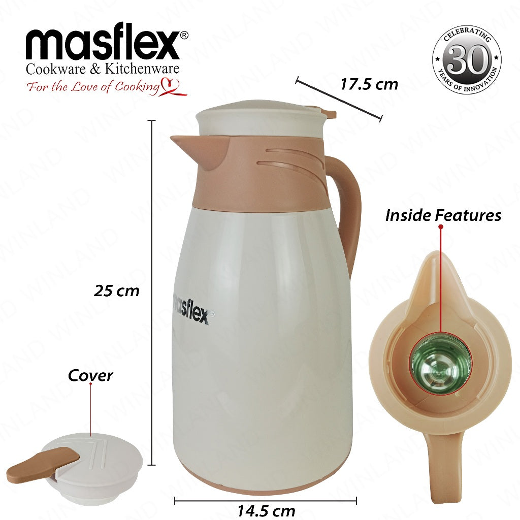 Masflex by Winland 1.0 L/1000mL Food-Grade Plastic Materials Vacuum Flask with Push Button BG-0410