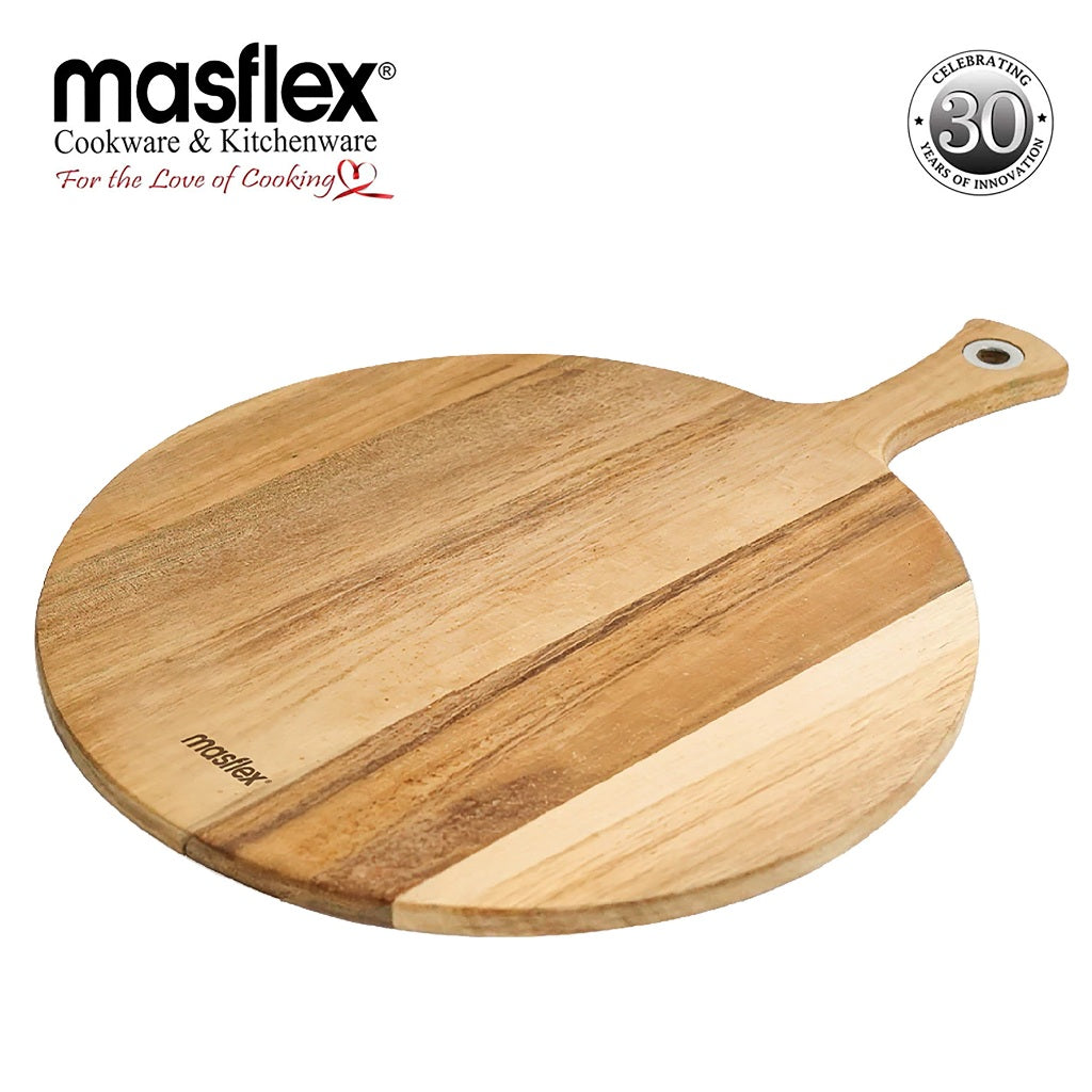 Masflex by Winland Round Wooden Serving Board with Handle NG-0869