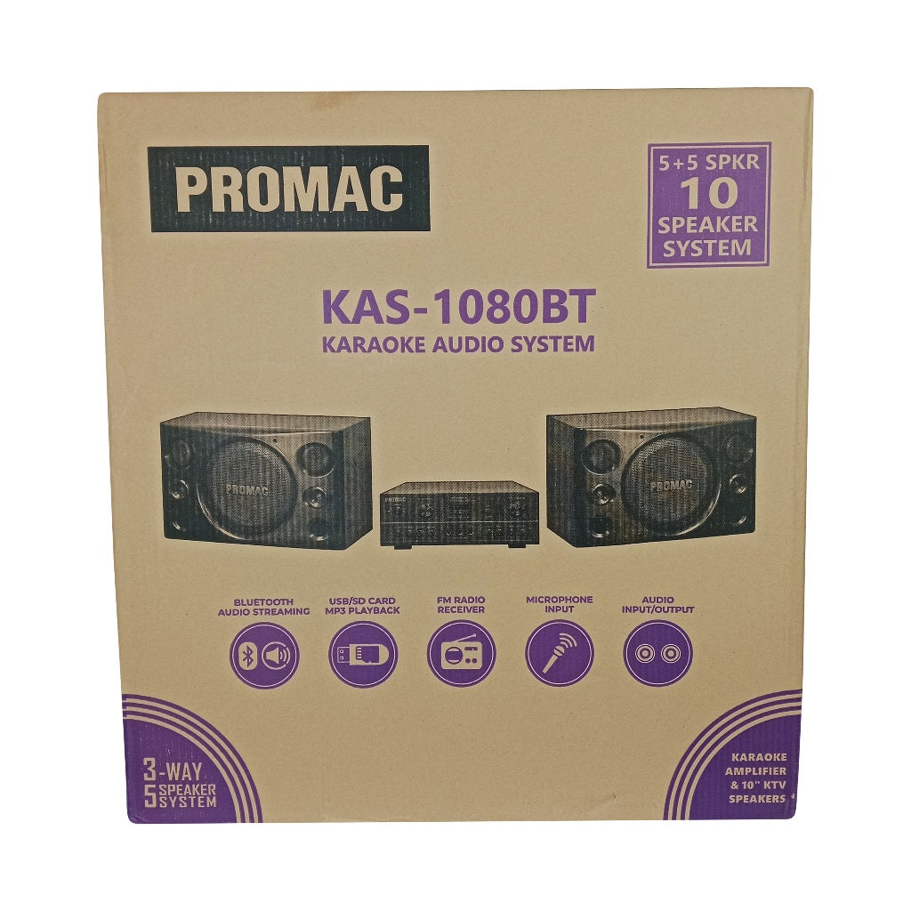 Promac by Winland 3-Way Karaoke Audio System w/ BT (AV-SU8036BF Amplifier & KTV-1047 Speaker System