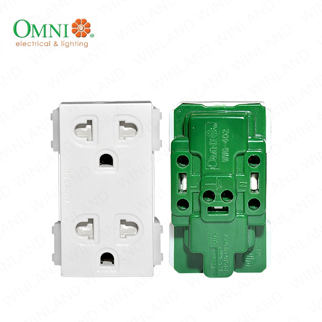 Omni by Winland Duplex Universal Outlet with Ground (16A/250V~) -WWG-402