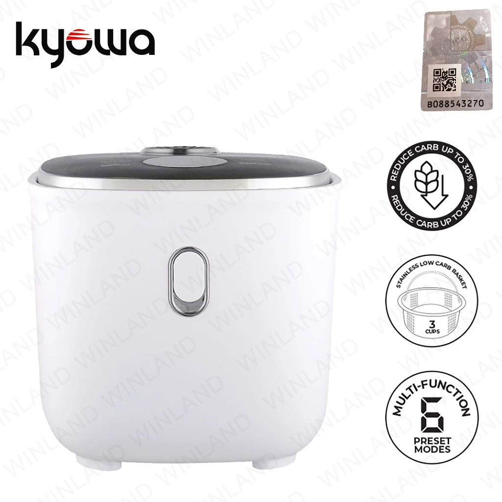 Kyowa by Winland 6 Cups Capacity Low Carb Rice Cooker with 6-Preset Modes 600W KW-2202