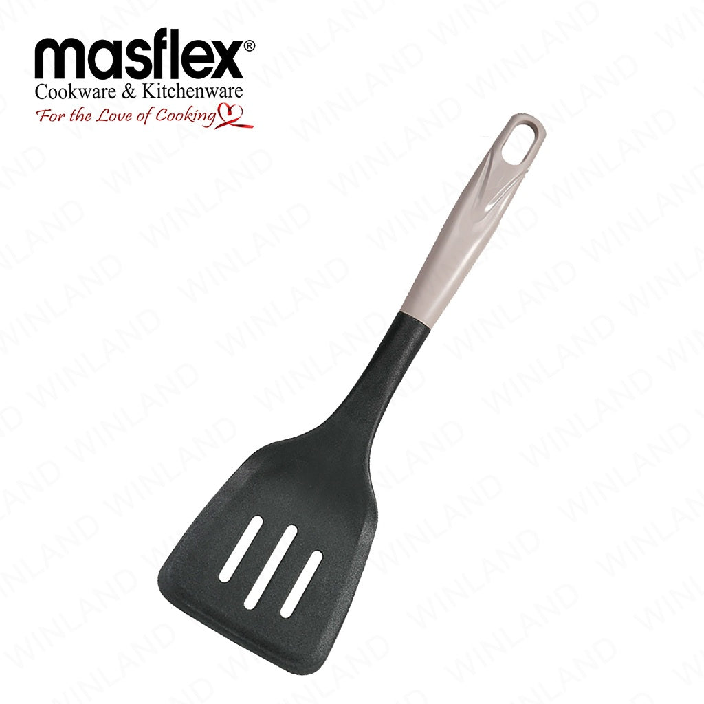Masflex by Winland Kitchen Utensil Slotted Turner w/ Nylon Head & Soft Touch Handle - Grey HI-4128