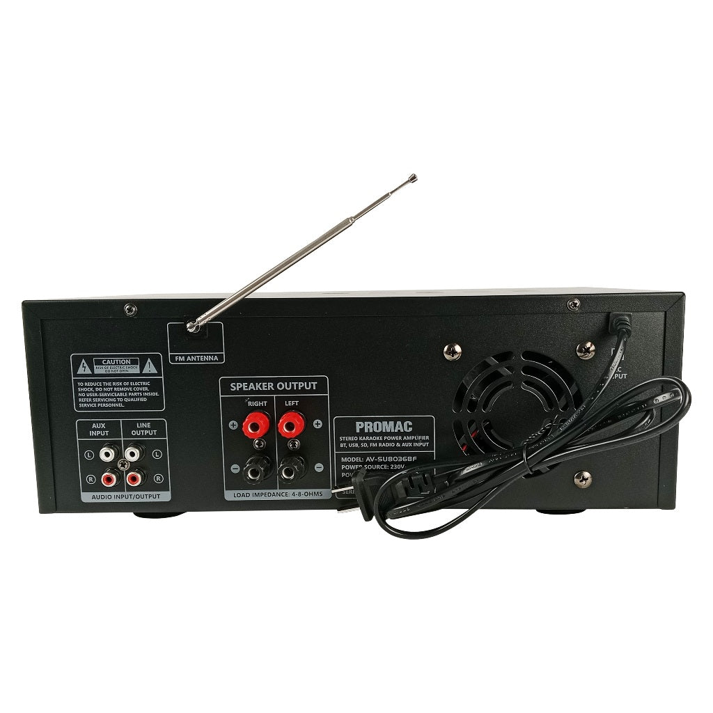 Promac by Winland 3-Way Karaoke Audio System w/ BT (AV-SU8036BF Amplifier & KTV-1047 Speaker System